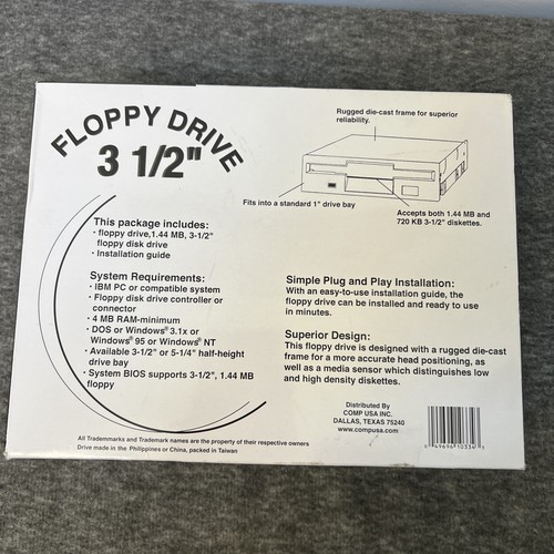 Comp USA Internal Floppy Drive 3.5”  SKU 260890 1.44MB OPEN BOX - Picture 13 of 14