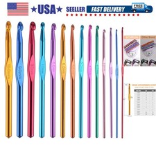 Complete 14-Piece Crochet Hook Set - Multicolor Aluminum Needles for Creatives