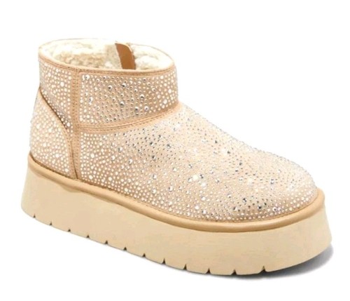 Stivaletti donna Wild Fable taglia 8 beige Bling Missy platform soletta memory foam  - Foto 1 di 4