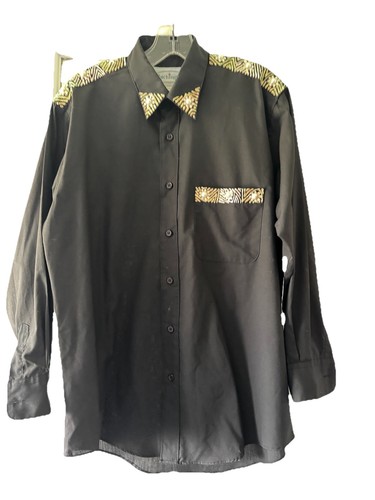 VTG 90s Patchington Black Button Down Retro Glam Disco Western USA Embellished ￼ - Picture 2 of 16