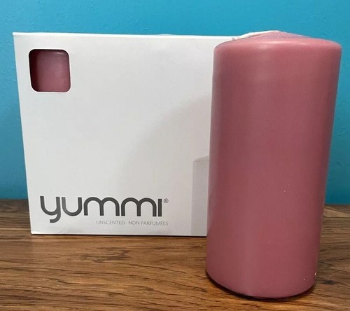 Yummi Pillar Candle 3"x 6” Mauve/Pink Round Candles 3 Pack Unscented Long Burn - Picture 2 of 10