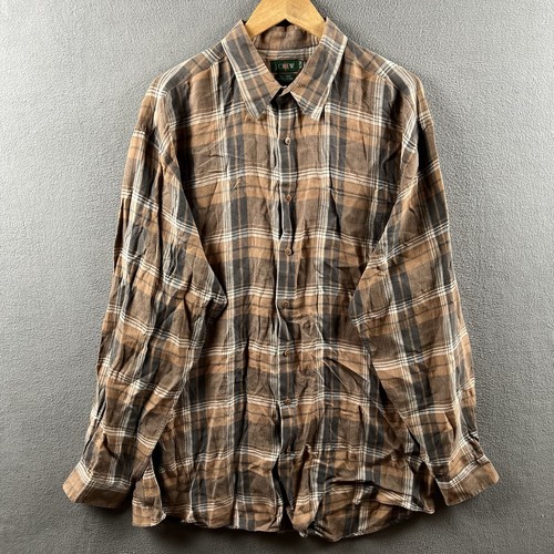 Vintage J Crew Shirt Mens XL Tall Brown 100% Linen Long Sleeve Button Up Oarsman - Picture 14 of 14