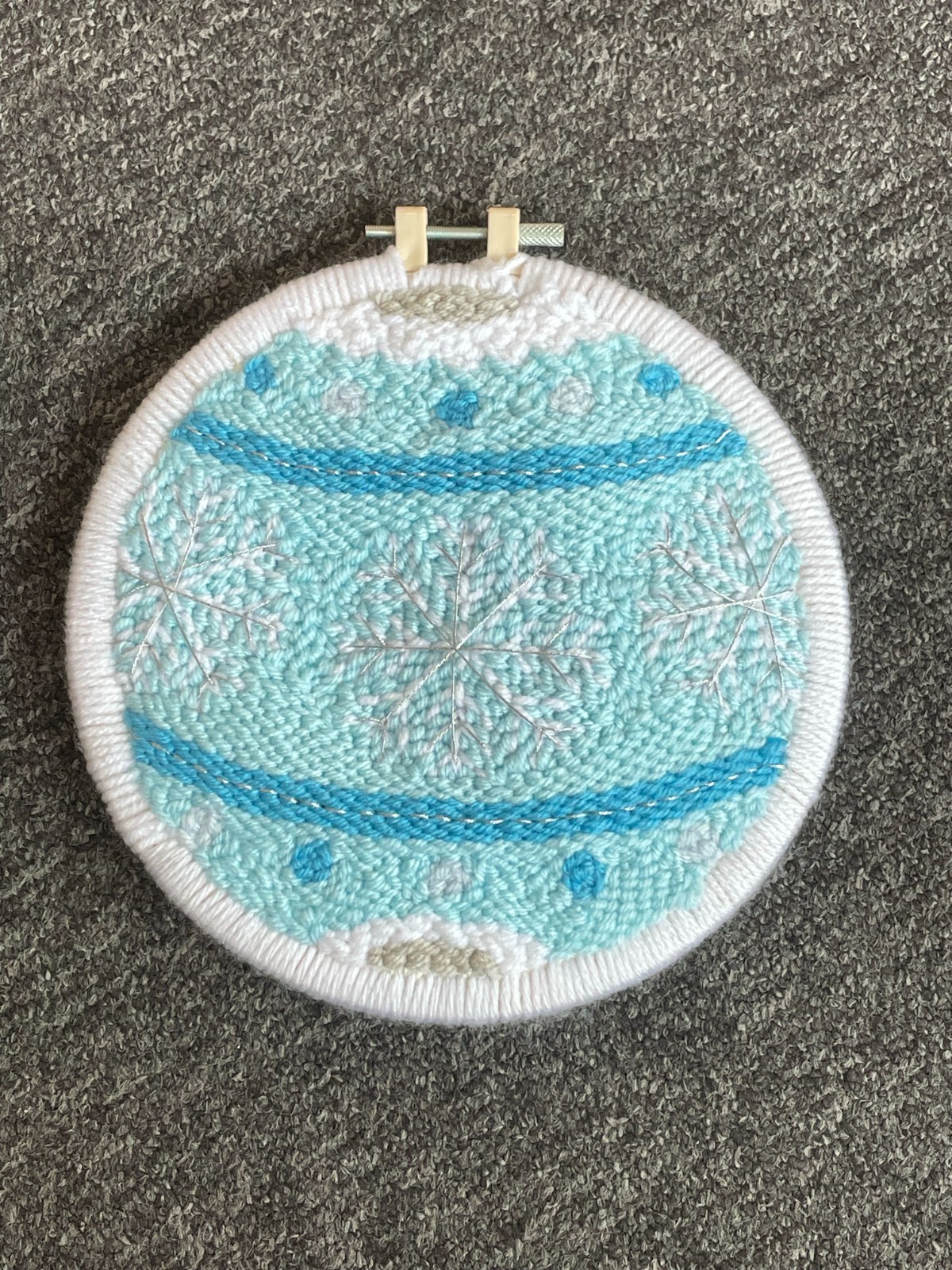 Completed Punch Needle: Hoop: Bauble: (diam) 21cm