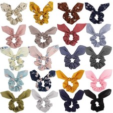 20 PCS Hair Scrunchies Women Chiffon Bow Bunny Ear Elastic Ties Multicolored