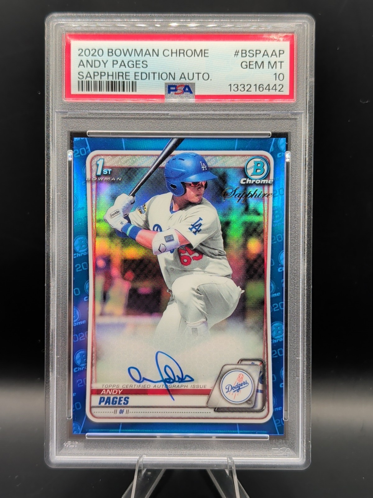 2020 Bowman Chrome Sapphire Edition Auto Andy Pages #BSPA-AP (AU, RC) PSA 10 GEM