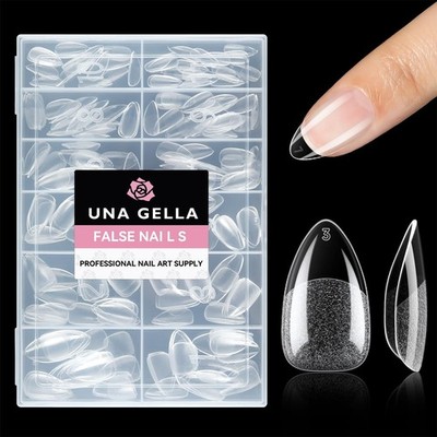 UNA GELLA 216x Short Almond Tips 12 Größen Soft Gel Vollcover Nägel