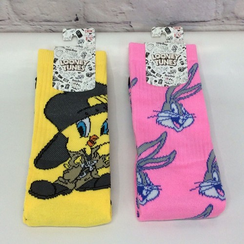 Looney Tunes BioWorld Crew-Socken für Herren Gr. 10-13 Tweety Vogel Käfer Häschen bunt