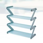 Home Stainless Steel Storage Rack Non-woven Fabric 4 Tiers Shoes Shelf Slippers
