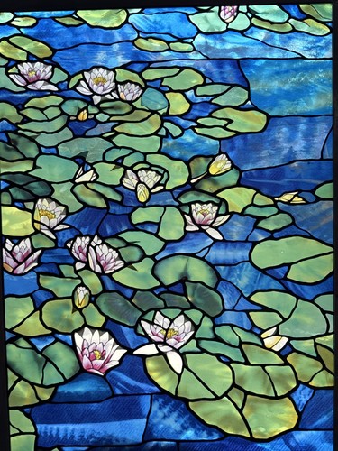 Vintage Glassmasters Stained Glass Monet Water Lilies Tiffany Suncatcher Panel - Picture 14 of 16