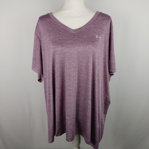 Camisa Top Under Armour Suelta Heatgear Cuello en V Para Mujer Plus 3X Púrpura