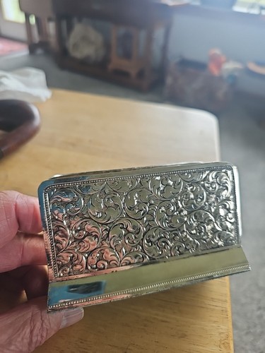 Godinger Vintage Silver Plated Art Deco Napkin Holder. 4.5" Long 2.75" Tall - Picture 2 of 13