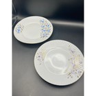 Floral Accent Salad Plates with Gold Trim, Set of 2, Decorative Dinnerware 7.5"