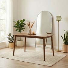 Lynton Walnut Effect Solid Wood Dining Table Modern Mid-Centuary Retro