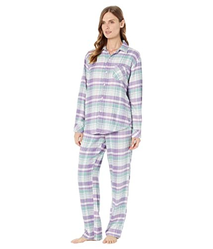 Пижама с принтом Lauren Ralph Lauren в фиолетовую клетку, большой размер