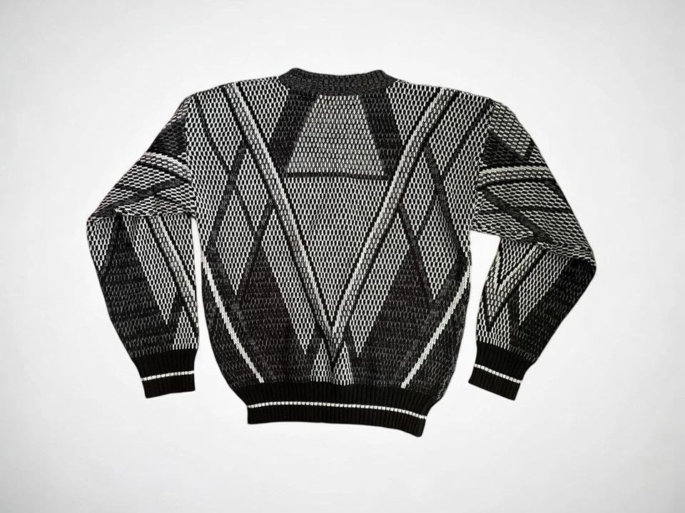 Suéter De Colección Para Hombre Art Deco Renacimiento Cuero Negro Diamante Argyle Punk Metal Hombres M Foto 2 de 3