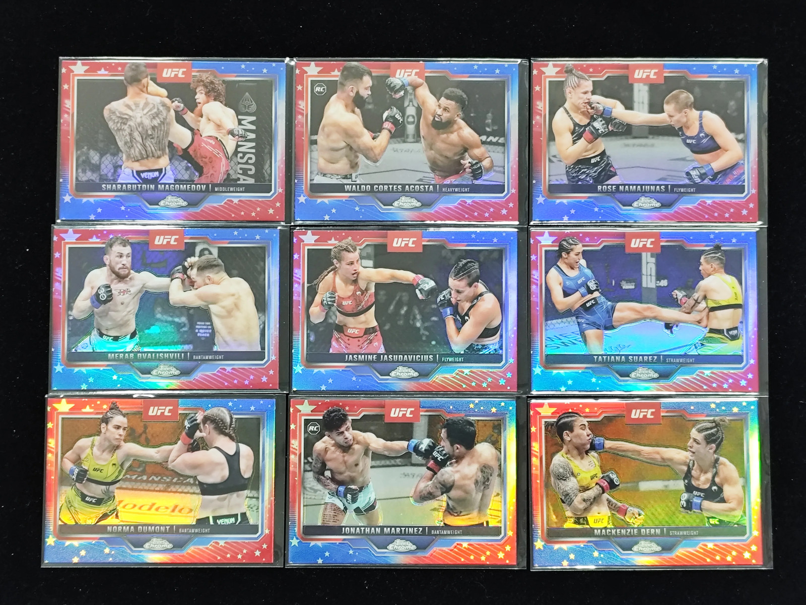 2025 Topps Chrome UFC Red Blue Stars Rose Namajunas Norma Dumont LOT*9 ZZ