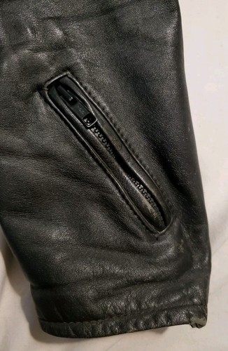 Vintage Yamaha Leather Jacket Black Padded Racer Motorcycle Biker Size 42/Mens M - Picture 16 of 19