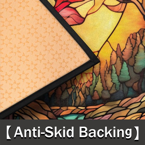 Indoor Doormat Autumn Fall Forest Glass Painting Half Round Door Mat, Non-Sli... - Picture 3 of 7