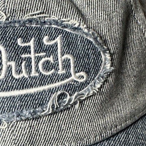 Gorra Von Dutch Strapback Jean Denim Azul Envejecido Rasgaduras No Estructurada Papá Nueva con Etiquetas - Imagen 4 de 16