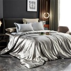 2025 Solid Silk Bedding Set with Duvet Cover Bed Sheet Pillowcases Luxury Satin