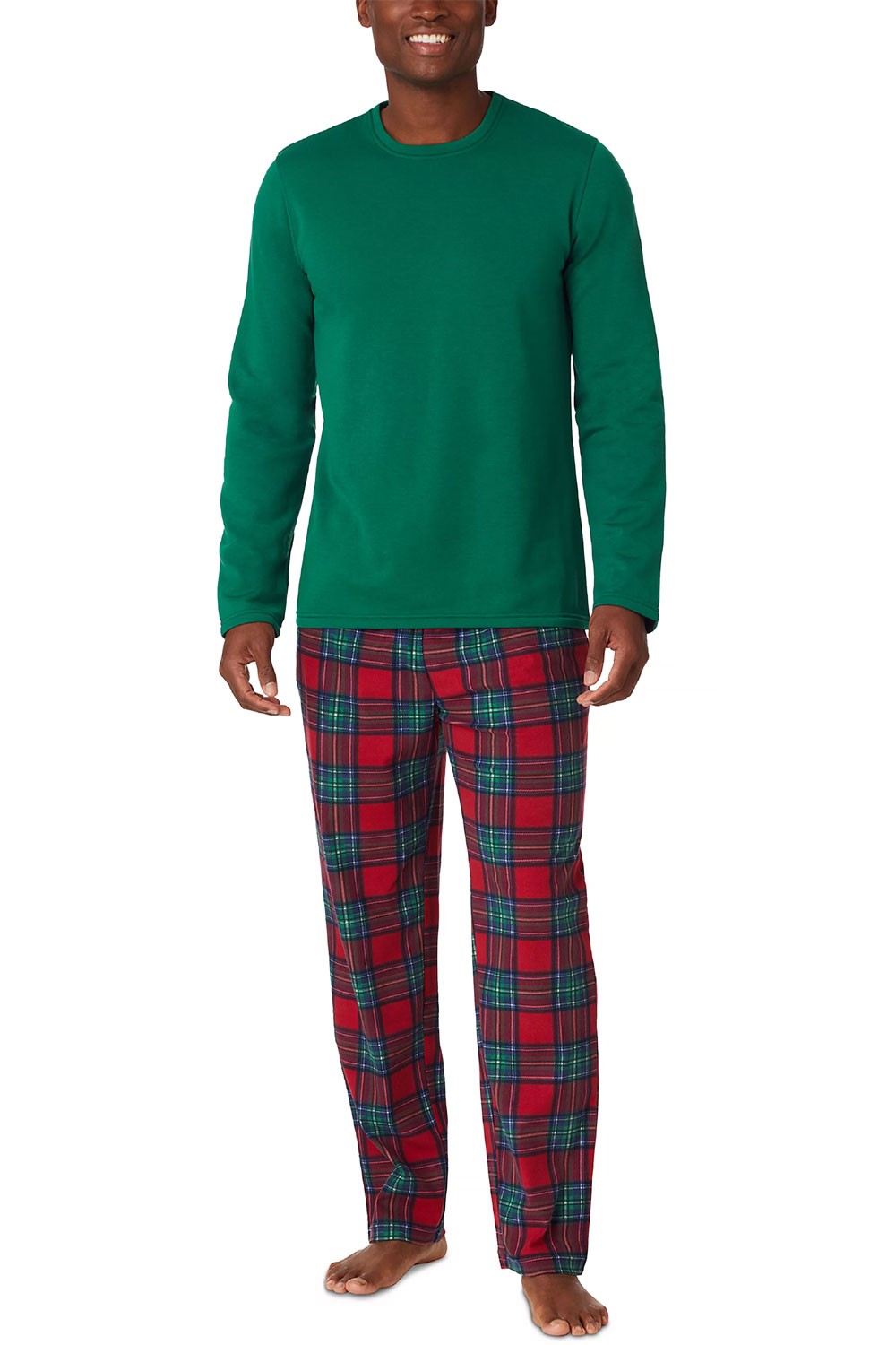 Пижамный комплект Cuddl Duds Mens Cozy Lodge с принтом в крупную красную клетку - NWT