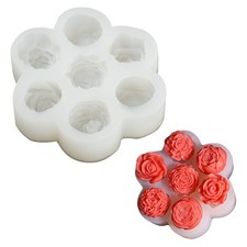 Flower Candle Rose Silicone Mold White for Soap Candle Cake Cookies Making DIY