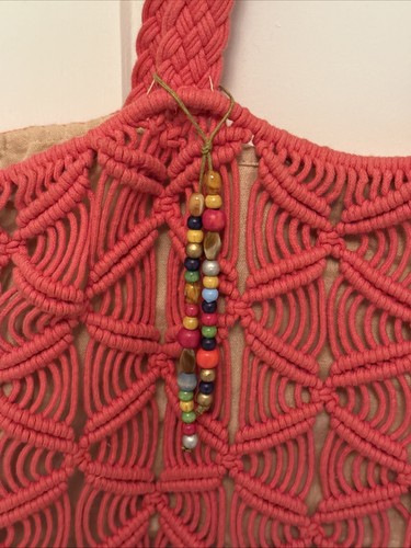 Lucky Macrame Tote Shoulder Bag LAZY DAZE MACRAME TOTE BAG Coral - Picture 3 of 9