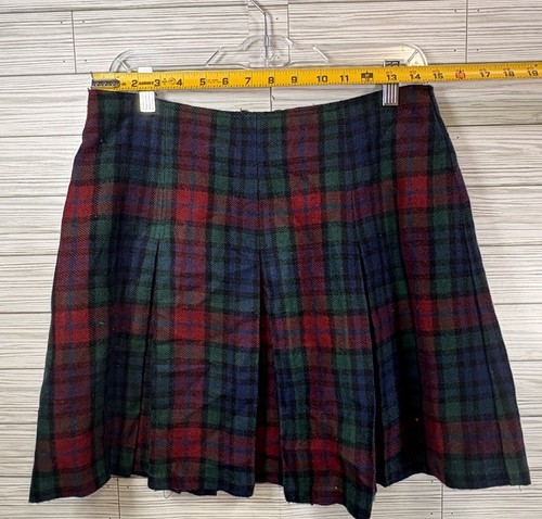 Vintage Express Marque Deposée Acrylic Red Green Blue Plaid Mini Skirt Sz 13/14 - Picture 5 of 6