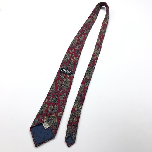 Liberty 100% Silk Neck Tie Men’s Paisley Red 57-in By 3.25 In - Picture 6 of 8