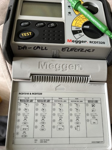 Megger RCD Tester RCDT320 Einheit & Sonde wie gesehen erfordert eine Ladung wurde getestet - Bild 5 von 7