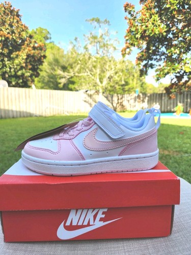 Talla 2y Niños - Nike Court Borough 2 Bajo Blanco Rosa Espuma - Imagen 2 de 9