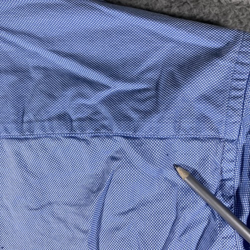 Johnston & Murphy Textured Button Shirt Mens Large Blue Preppycore Business - Picture 10 of 14