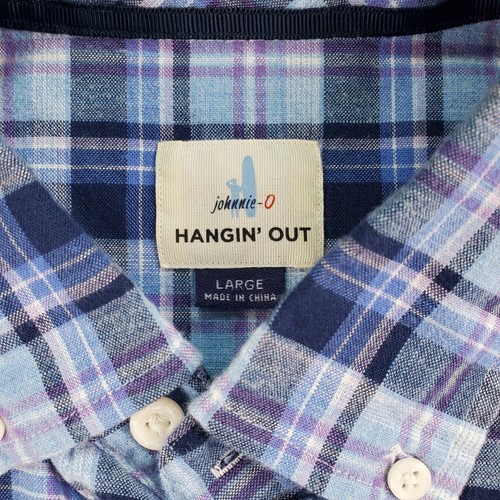 Hangin' Out Herren Button Down leichtes Flanell Hemd kariert kariert blau lila Large - Bild 2 von 6