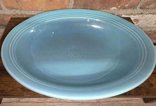 Fiesta HLC 12” X 9” Large Oval Serving Bowl Blue Turquoise Fiestaware NICE
