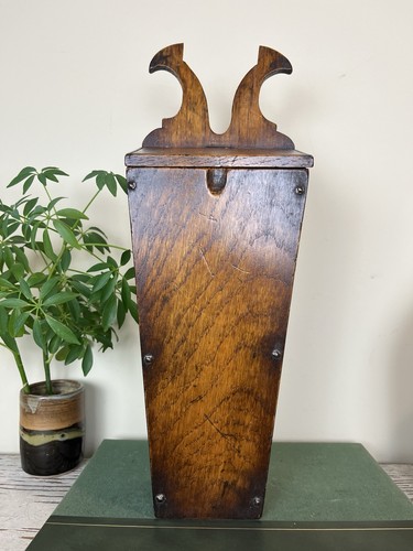 Antique Primitive 1800’s Oak Candle Box Wall Hanging or Standing Box