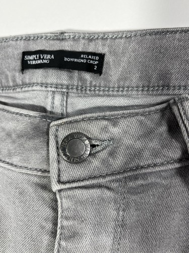 Simply Vera Wang Womens Jeans Gray Size 2 Relaxed Boyfriend Crop Cotton Blend - Picture 8 of 11
