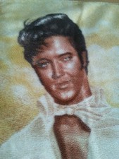 ELVIS PRESLEY RARE THROW BLANKET 58" x 47 " FAIR COND SEE PICS  DISCLAIMER