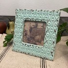 Distressed Ceramic Robins Egg Blue Floral Picture Frame 4x4 Cottagecore NEW
