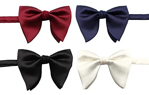 Pajarita de seda satinada de gran tamaño para hombre color liso formal esmoquin grande C- azul marino Foto 2 de 4