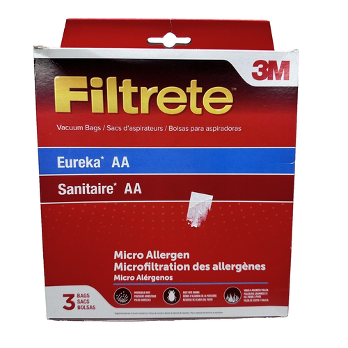 Filtrete Vacuum Bags Eureka AA 66702B Pack of 3 Micro Allergen Sanitaire AA
