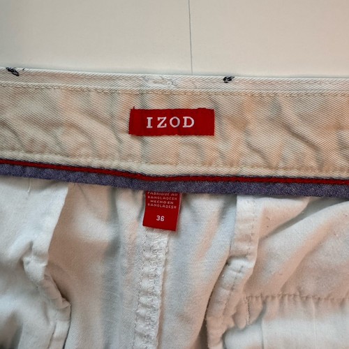 Izod Men White Shorts Chino Khaki Blue Lobster Print Bermuda Size 36 Nautical. - Picture 5 of 9