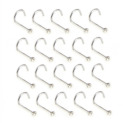 20PCS/Set Stainless Steel Crystal Rhinestone Jewelry Piercing Nose Stud Rings GA - Picture 6 of 8
