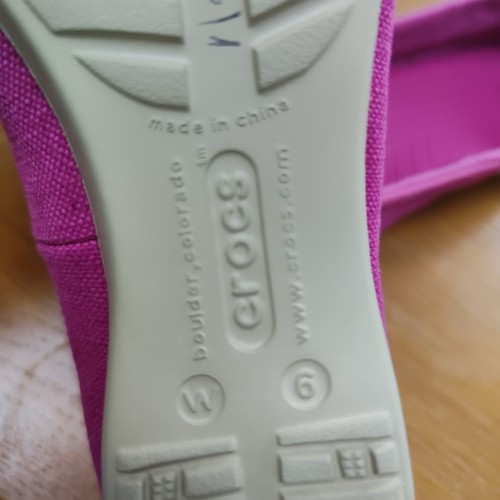 Crocs Slip On Pumps Pink frabric Size Uk 4 ballet Shoes W6 rubber soles - Picture 7 of 13