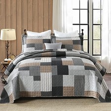 Quilt King Size - 100 Cotton King 98"x106" Gray/Brown/Black/White