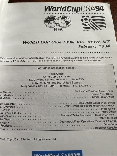 1994 WORLD CUP USA Media Kit - Picture 3 of 8