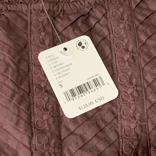 Free People camicia manica lunga top pizzo volant marrone taglia small più romantica - Foto 3 di 8