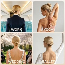 200PCS Hair Bun Maker Set, 4 Blonde Hair Donuts, 10 Hair Nets for Buns, 80 Bo