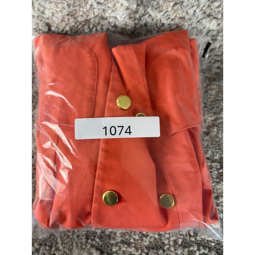 East 5th Sz L Cotton Blend Button Jacket Orange 3/4 Sleeve Short Button Outdoor - Picture 9 of 9