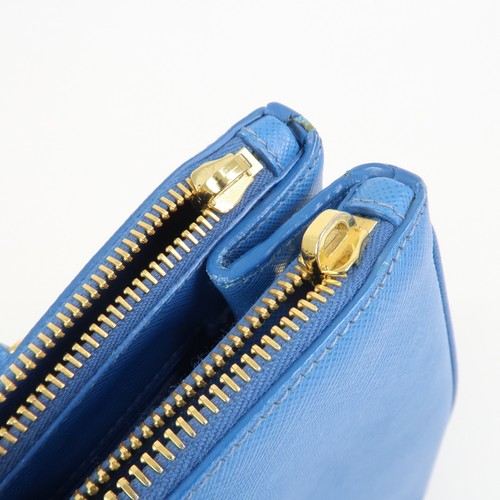 PRADA Triangle Logo Galleria Saffiano Leather 2Way Bag Blue 1BA274 Auth Used F/S - Picture 19 of 24