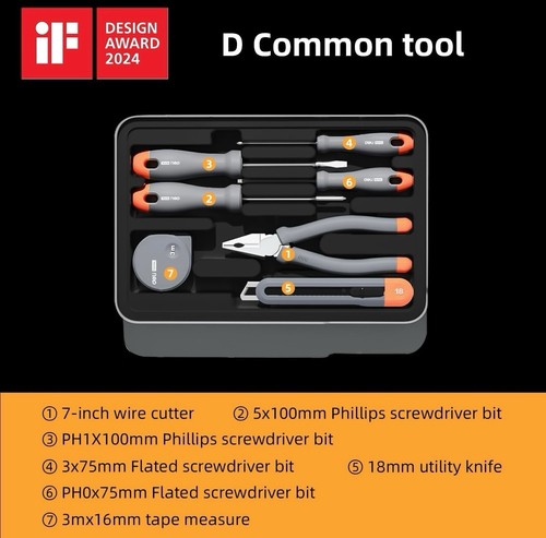 Hand Tool Set, Cute Common Tool Set, Phillips Flat Screwdriver Bits, Knife - Picture 3 of 5